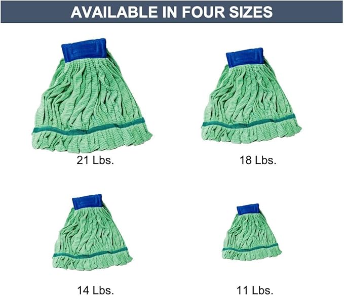 Arkwright Microfiber Tube Mop Head Replacement - Heavy Duty, Lint Free, Super Absorbent & Bleach-Safe, Janitorial Essential for Commercial & Industrial Floor Cleaning, 18 oz, Green
