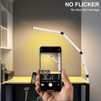 Micomlan LED Desk Lamp with Clamp, Dual Light Table Lamp with Adjustable Swing Arm, Eye-Care 4 CCT Modes & 5 Brightness Levels Clip-on Architect Modern Desk Light for Home Office Crafting Sewing