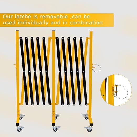 GYMTIME Industrial Expandable Metal Barricade, 16 Feet, Easily Assembled Safety Barrier with Casters, Flexible Mobile Gate, Adjustable Traffic Fence
