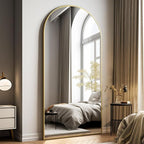 Oversized Full-Body Mirror, 76" x 34" Arched Full-Length Mirror, Gold Metal Frame, Floor Mirror for Bedroom, Living/Dressing Room, Gym - Stand/Wall Mounted/Leaning