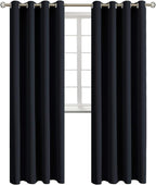 BGment Blackout Curtains - Grommet Thermal Insulated Room Darkening Bedroom and Living Room Curtains, Set of 2 Panels (52 x 108 Inch, Black)