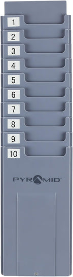Pyramid Time Systems - Pyramid 43087 Time Card Rack Compatible with Pyramid 2500/2650 Time Clocks and 42415 Time Cards, Plastic Wall Mounted Holder with 10 Slots – Time Card Holder