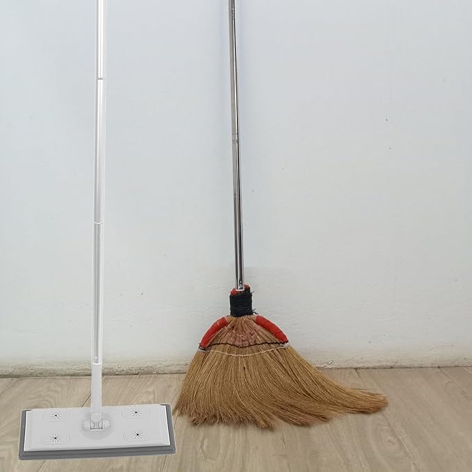 GALPADA Electrostatic Dust Mop Section Telescopic Aluminum Pole Heavy-Duty Flat Microfiber Cleaning Mop for Tile Floors Removable Head for Easy Replacement Versatile Extendable Handle for