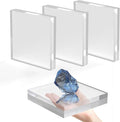Acrylic Base Stand 4 Pack 5 X 5 X 1 Inch Acrylic Blocks for Display Trophy Base Clear Square Cube Riser Display Cylinder Pedestal Stands for Collectibles Jewelry Props Food Display