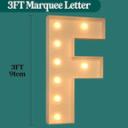Marquee Letters 3 Feet Tall, 3FT Large Light up Letters F, Big Sign F with Warm White Light for Birthday Wedding Proposal Engagement Graduation Party Backdrop Decorations