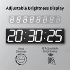 28.5‘’ Double Sided Digital Wall Clock, Multifunctional Led Countdown Clock with Timer, Temperature and Date Display, Hanging Digital Clock Large Display for Corridors, Hospitals (White)