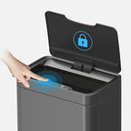 Mbillion Automatic Touchless 15 Gallon Motion Sensor Trash Can Stainless Steel Smart Trash Cans with Lid Rectangular Garbage Can for Kitchen Bedroom Home Offic Brushed Grey