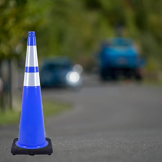 360 Pack 36" Blue Traffic Cones with Black Base – Large Bulk Safety Cones for Commercial Use, Road Work, and Event Setup (360, Blue, 36 Inch)
