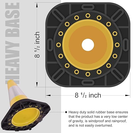 Fluorescent Orange/Green PVC Traffic Cones, Heavy Black Base Parking Lot Cone Structurally Stable Weatherproof Road Construction Safety Cones (8, Yellow, 12" Small)