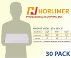 HORLIMER 13x10x2 Shipping Boxes Set of 30, White Corrugated Cardboard Mailer Box for Packing Small Business