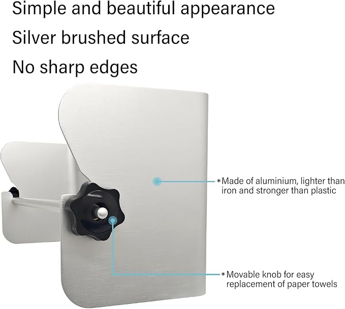G-Sunny Garage Paper Towel Holder,Aluminum Wall-Mount Paper Towel Holder for Enclosed Trailer,Shop,Garage,Storage,5th Wheel,RV (Silver)