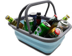 SAMMART SAMMART 9.2L (2.37Gallon) Collapsible Tub with Handle - Portable Outdoor Picnic Basket/Crater - Foldable Shopping Bag - Space Saving Storage Container (1, Grey/See Angel)