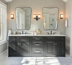 ANDY STAR 24x36 Inch Bathroom Mirror, Matte Black Irregular Wall Mirror, Bathroom Vanity Mirror with Stainless Steel Metal Frame, Unique Butterfly Inspired Shape Ideal for Home Decor