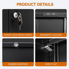 BESFUR 36" H Metal Storage Cabinet with 2 Lockable Drawers and 2 Lockable Doors, Black Locking Cabinet with Adjustable Shelf, Metal Cabinet for Home Office, Garage,School, Warehouse, Utility Room
