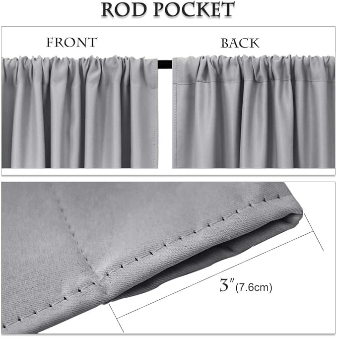 PONY DANCE Curtains for Living Room - Window Covering Curtains and Drapes Modern Design Drapes Energy Efficient for Bedroom Home, 34" W x 72" L, Silver Grey, Set of 2