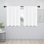 Easy-Going Rod Pocket Blackout Curtains for Bedroom, Room Darkening Window Curtains for Living Room, Thermal Insulated Noise Reduction Solid Window Drapes, 2 Panels(42x36 in, White)