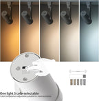 mirrea 5-Color Zoomable LED Track Lighting Heads H-Type Dimmable, 13.5W White Ceiling Fixtures for Kitchen, Modern Accent Light, 2700-5000K Adjustable, Beam Angle 24°-60°, CRI90+, Pack of 12