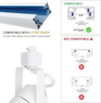 White Track Lighting Heads Kits, 12-Light GU10 LED Track Lights Extended 14.76Ft H Type Track Rails 10W 4000K Natural Light Ceiling Spotlight Fixture with Replaceable GU10 LED Bulbs, White