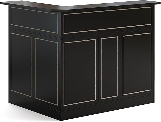 Tribesigns L-Shaped Bar Cabinet, 4-Tier Corner Bar Unit with Stemware Racks, Black