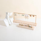 GemeShou wooden earring holder organizer for girls, maple stud earring display stand for boutique store, jewelry storage organizer shelf【maple stand-One Tier】