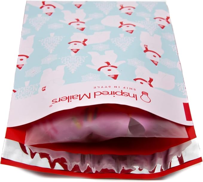 Inspired Mailers - Poly Mailers 6x9-100 Pack - Polar Bears (Blue) - Winter Mailing Envelopes - Small Shipping Bags - Holiday Poly Mailers Bags