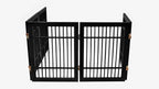 Pet Dog Gate Strong and Durable Freestanding Folding Acacia Hardwood Portable Wooden Fence Indoors or Outdoors by Urnporium (Black Pet Gate, 5 Panel 24" Tall)