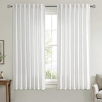 MIULEE Non-See-Through Privacy Linen Curtains 2 Panels, Light Filtering Window Curtains Farnhouse Textured Back Tab Semi Sheer Drapes for Bedroom Living Room, 52 x 63 Inches Long, Pure White