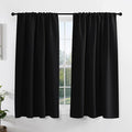 PONY DANCE Blackout Short Window Curtain Panels 40 inch Long - Thermal Insulated Rod Pocket Drapes for Bedroom Dorm Storage Cabinet Basement Farmhouse Decor, Black, W 42 x L 40 inches, 2 Panels