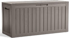 90 Gallon Resin Deck Box, Lockable Patio Outdoor Storage Box for Furniture, Garden Tools and Tools Storage, Waterproof Outside Storage Boxes - Grey