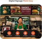 Digital Signage Player for Restaurants – No Subscription Needed, Includes Free Upload & Menu Scheduler, Unlock Affordable Premium Tools: Template Builder & AI Enhancer
