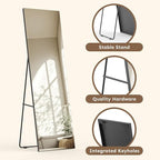 Kosmonia 58x18 Frameless Full Length Silver Coating Mirror w/Distortion Free, HD Reflection &Anti Desilvering, Tempered Glass & Shatter Proof Film Doubling Safety, Easy Setup w/Stand, Wall/Standing