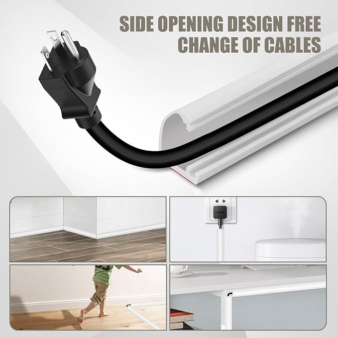 Silicone Wall Wire Hider, Side Open Wire Covers for Cords on Wall, 3.3FT Self-Adhesive Flexible Cord Hider for Mounted TV, Home Office, Cavity 0.63" W x 0.31" H
