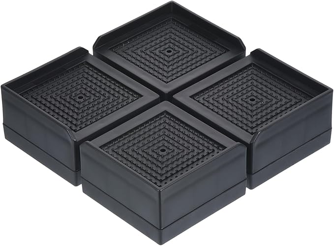 uxcell Furniture Risers 1.5 Inch, 4Pcs Square Bed Risers Adjustable Couch Lifter Block for Extender for Bed Desk Sofa Table Lift Support Up to 1300Lbs, Black