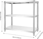 3 Tier Stainless Steel Shelves Heavy Duty Storage Rack Adjustable Kitchen Shelving Organizer with Strong Load Bearing for Garage Bathroom Office and Industrial Use