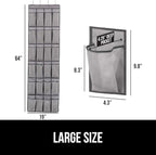 GORILLA GRIP Over the Door Shoe Organizer, 24 Large Breathable Mesh Pockets, Space Saving Hanging Storage Holder, Closet Rack Hanger Holds Up to 40 lbs, Hangs on Closets for Shoes, Accessories, Gray