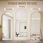 Koonmi 21"x56" Arched Full Length Mirror, Gold Large Floor Mirror with Aluminum Alloy Frame, Standing Hanging or Leaning Wall-Mounted Full Body Mirror for Living Room and Bedroom