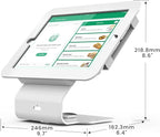 Kiosk POS Tablet Stand Compatible with iPad Air 1, Air 2, Pro 9.7, 5th, 6th, Business Desktop Retail Tablet Stand with 360° Swivel Base, Metal, White, PSC101W