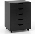 Giantex 5-Drawer Storage Cabinet, Mobile Lateral File Cabinet with Drawers, Wheels, Rolling Chest of Drawers, 19.5" x 16" x 25.5" for Office Under Desk Living Room, Study