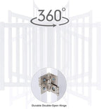 LZRS 2-Panel Wooden Free Standing Foldable Dog Gate Indoor – Solid Hardwood 24" High, Step-Over Safety Pet Gate for Doorways, Stairs & Small Spaces - Indoor Use, White