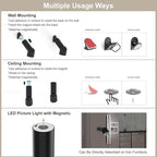 LED Ceiling Picture Lights with 6000mAH Rechargeable Battery Powered, Cordless Painting Wall Lamps Sconces with 4 Brightness&Color Temp,CRI≥95, Indoor Spotlight for Art Display Photo Portraits Gallery