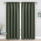 JIUZHEN Christmas Blackout Curtains for Bedroom - Thermal Insulated Room Darkening Noise Reducing, 52 x 84 Inch Length Curtains for Living Room, Set of 2 Panels with Tiebacks, Olive Green