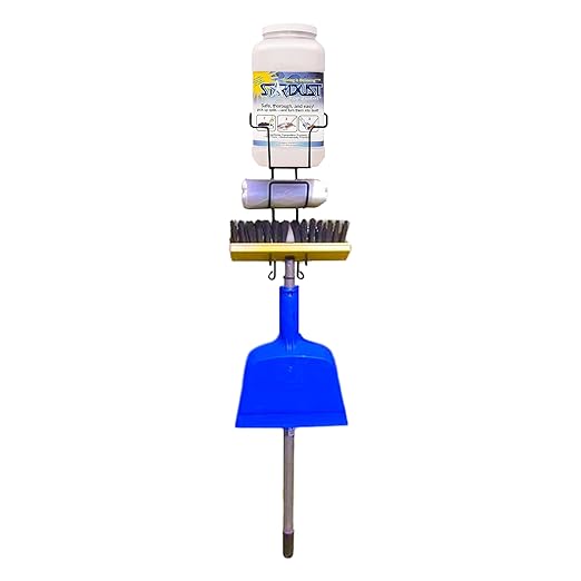 STARDUST Spill Products Spill Clean Up Kit - Wall Mount Spill Kit with 5-Qt Dispenser, Steel Rack, Broom Handle + Head, Dustpan, (10) Disposal Bags, Screw Anchor & Zip Tie Mounts Spill Response Kit