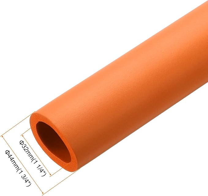 uxcell Foam Tubing for Handle Grip Support, 32mm(1 1/4") ID 44mm(1 3/4") OD 1m Length Orange