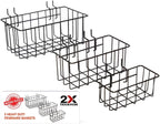 Heavy Duty Peg Board Hook Baskets for ¼ Pegboard Holes, Set of 3 Black Wire Baskets, Extra Thick Metal Fit Snugly in Pegboards with ¼ Inch holes, ¼” Peg Board Organizer Accessories for Tools and More
