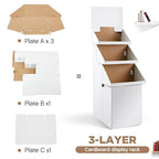 3 Tier Cardboard Display Stand, Point of Purchase Dump Bin Display Rack 65.75 Inch White Corrugated Cardboard 3 Layer Brochure Repeatable Removable Holder for Vendor Events Markets Booklets
