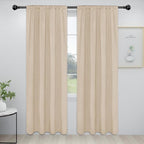 Easy-Going Rod Pocket Blackout Curtains for Bedroom, Room Darkening Window Curtains for Living Room, Thermal Insulated Noise Reduction Solid Window Drapes, 2 Panels(34x84 in, Beige)