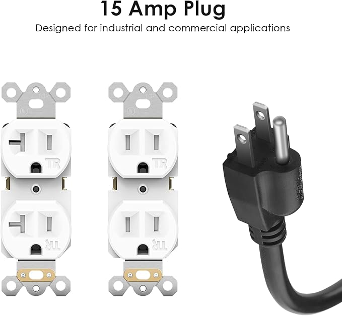 JUNNUJ Heavy Duty 20 Amp Power Strip 4800J, 16 Outlets 12 Gauge Garage Industrial Surge Protector, High Amp 5-15P Adapter Shop 6-20R T-Slot Metal Outlet, 6 FT Extension Cord Commercial for Appliance