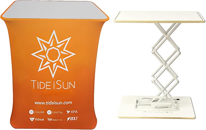 Customizable Foldable Promotion Retail Bar Table Pop Up Podium Tradeshow Podium,Hydraulic lift, Luminescent, Light box(Rectangle)