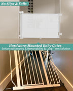 71 inch Retractable Baby Gates 34 inch Tall, Retractable Gate with Reinforced Strip Design to Prevent Crawling Through, 6 FT Retractable Dog Gate for Stairs, Doorways, Hallways, Indoor/Outdoor