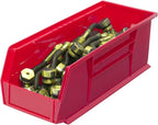 Akro-Mils 30234 AkroBins Plastic Storage Bins, Space-Saving Stackable Bins for Garage, Pantry, Craft Organization, 15" x 5" x 5", Red, 12-Pack